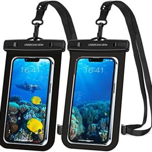 UNBREAKcable Waterproof Phone Pouch, IPX8 Waterproof Phone Case, Travel Essentials, [Dry Bags for iPhone Samsung Huawei Xiaomi...] [7 Inch] [2 Pack] Black