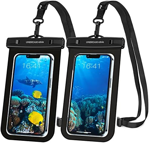 UNBREAKcable Waterproof Phone Pouch, IPX8 Waterproof Phone Case, Travel Essentials, [Dry Bags for iPhone Samsung Huawei Xiaomi...] [7 Inch] [2 Pack] Black