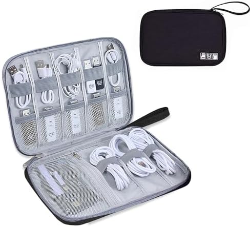 YUNYU Electronics Accessories Organizer Bag, Carry Travel Gadget Bag, Electronics Accessories Bag, Bag Travel Electronics, for USB Cable Drive(Black)