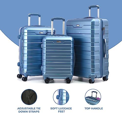 RMW Suitcase Large Medium Cabin Size | Hard Shell | Lightweight | 4 Dual Spinner Wheels | Trolley Luggage Suitcase | Hold Check in Luggage | TSA Combination Lock (Ice Blue, Cabin 20") - Image 5