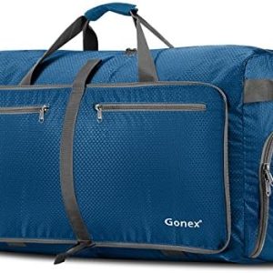Gonex 150L Travel Duffel Bag Foldable Water Resistant Travel Bag Lightweight Duffel Bag with Big Capacity for Luggage Gym Sports Deep Blue