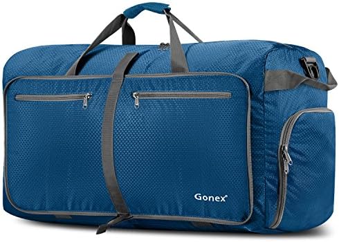 Gonex 150L Travel Duffel Bag Foldable Water Resistant Travel Bag Lightweight Duffel Bag with Big Capacity for Luggage Gym Sports Deep Blue
