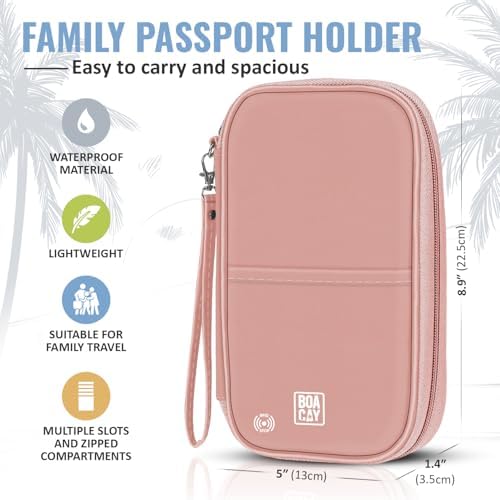 BOACAY Family Passport Holder, RFID Travel Wallet for Women & Men, Document Organiser, Holiday Essentials & Waterproof Cover for Tickets, Money, Cards - Image 4