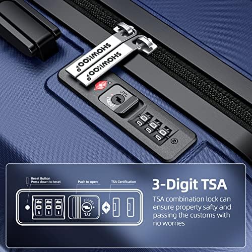 SHOWKOO Suitcase Large 28-Inch Expandable PC+ABS Hard Shell Travel Luggage Lightweight Durable High Capacity with Double Spinner Wheels TSA Lock, 28" Blue - Image 4