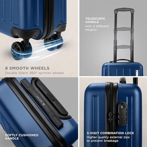 AVIO Jett Cabin Suitcase 45x36x20cm - Lightweight Double-Wheel Luggage Bag, 2 Internal Pockets, Telescopic Handle w/ 3 Heights, Durable ABS Hard Shell - Approved by Most Airlines - Image 5