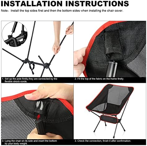 Folding Camping Chairs, Ultralight Portable Chairs with Carry Bag,Lightweight Camping Chair for , Camping, Picnic, Fishing, Hiking,Travel,Heavy Duty 120kg Capacity, Black, 59 x 52 x 64 cm - Image 4