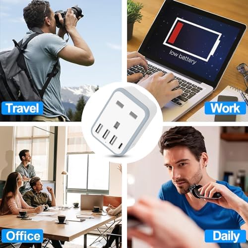 European Travel Adapter - 5 in 1 UK to EU Adapter with 4 USB Ports, UK to Turkey Travel Plug, Grounded Schuko Plug for Germany, France, Spain, Portugal, Poland, Austria (Type E/F) - Image 6