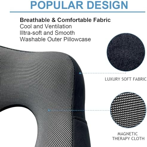 DAWNTREES 2 pack Travel Pillow Neck Support,Pure Memory Foam Neck Pillows for Travel Airplane, Business Trip with Luxury Bag, Travel Kit with 3D Contoured Eye Masks, Earplugs.…… - Image 3