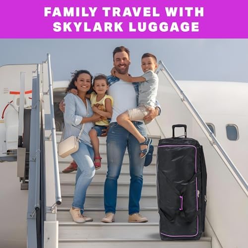 Skylark 32" Large Suitcase Lightweight Wheeled Duffle Bag Holdall Luggage Travel Bag 2.8kg 120L Black - Image 8