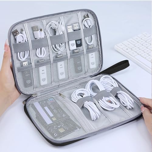 YUNYU Electronics Accessories Organizer Bag, Carry Travel Gadget Bag, Electronics Accessories Bag, Bag Travel Electronics, for USB Cable Drive(Black) - Image 3