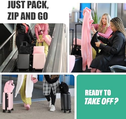 Take OFF Luggage Travel Pillow Blanket Black - Image 7