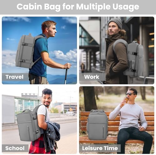 Cabin Bags 40×20×25 for Ryanair Underseat Carry-ons Travel Backpack Hand Luggage Bag Cabin Size 20L Flight Rucksack Casual Daypack School Office Backpack Fit 14 Inch Laptop-Grey - Image 7