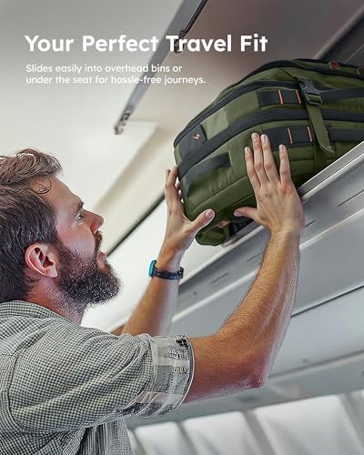 Tolaccea 35-45L Travel Laptop Backpack, Carry On Backpacks,Travel Rucksack Cabin Size, TSA Friendly Flight Approved Hand Luggage Backpacks Fit 15.6 Inch Laptop, Business Rucksack (Army Green) - Image 6