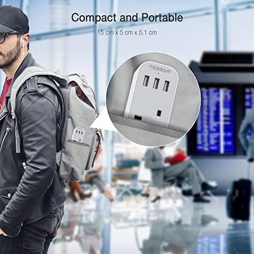 UK to European Plug Adapter with 3 USB, TESSAN Grounded EU Euro Europe Travel Plugs, Schuko European Adaptor for France Spain Iceland Austria Poland Germany Portugal Turkey Greece and More Type E/F - Image 5