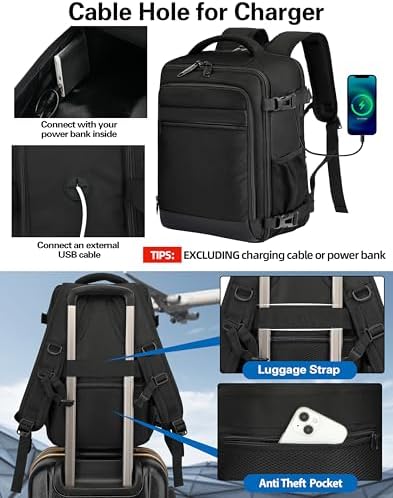 Cabin Bags 40x20x25 for Ryanair Underseat Travel Backpack Ruscksack Carry-ons Hand Luggage Bag Cabin Size 20L for Flight with Laptop Compartment Fit 14 Inch Laptop Black - Image 6