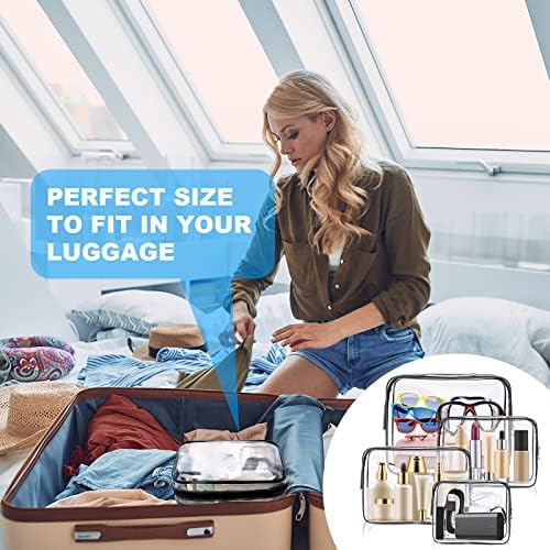 4-Pack Clear Wash & Makeup Bags TSA Approved Makeup Bags, PVC Waterproof Travel Wash Bags for Family, Men, Women (Largea, Medium, Small, Minimum) - Image 9