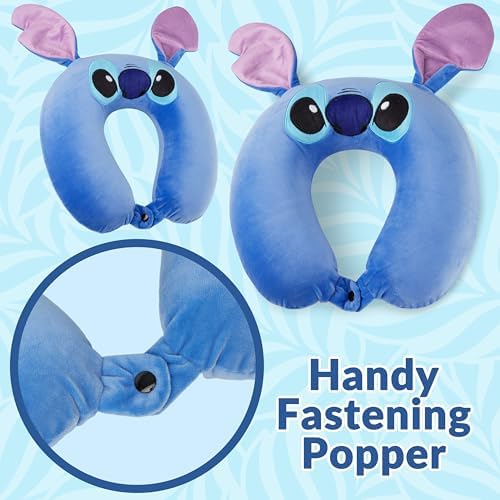Disney Stitch Girls Teenagers Women Travel Pillow, Memory Foam Cushion Comfy Travel Accessories Flight Pillow Neck & Head Support (Blue Stitch) - Image 4
