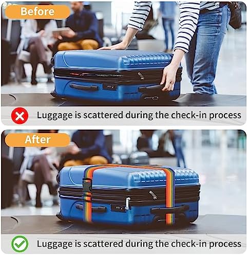 BILIONE 4 Pcs Luggage Straps for Suitcases, Heavy Duty, Adjustable, Premium Accessory for Travel Bag Closure (Rainbow, Orange, Blue) - Image 5