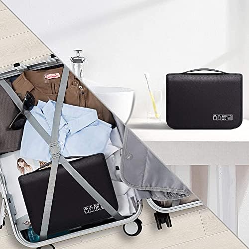 Portable Hanging Travel Toiletry Bag for Men and Womens Waterproof Bathrooom Shower Bag Multifunctional Cosmetic Makeup Organzier (Black) - Image 4