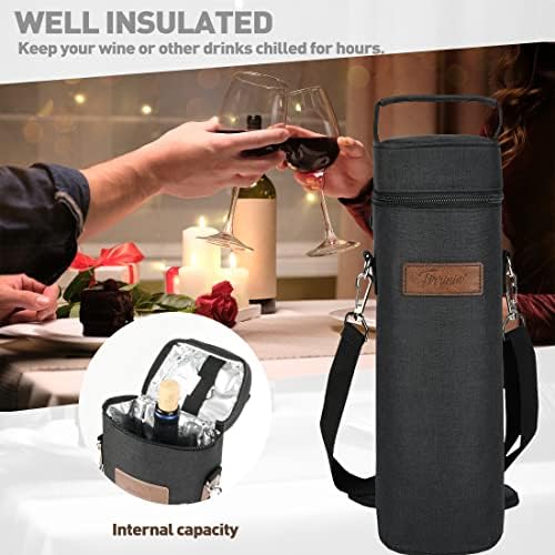 Wine Cooler Picnic Bag, Single Bottle Wine Carrier Insulated, Padded Thermal Wine Tote Bag for Beach, Wine Lover - Image 2