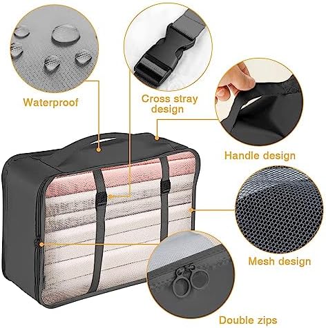 Packing Cubes for Suitcase - GEEDIAR 11 PCS Packing Cubes Travel Luggage Organizers Bag Waterproof Travel Essentials Bag Clothes Shoes Storage Bags(Black) - Image 3