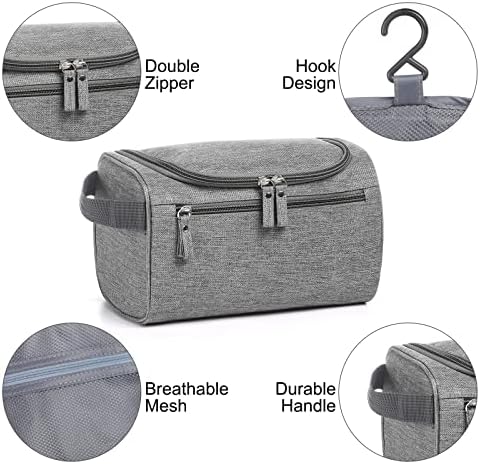 Etercycle Hanging Wash Bag Travel Toiletry Bag Waterproof Bathroom Bag for Men and Women Travel Toiletry Makeup Organizer (Grey) - Image 4