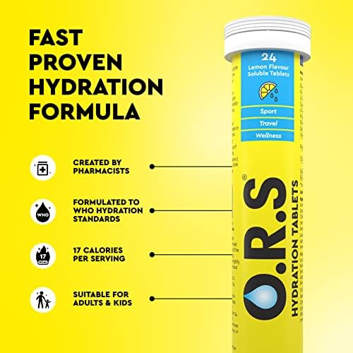O.R.S Hydration Tablet with Electrolytes for Rehydration, Wellness, Travel, Sports & Recovery Vegan, Gluten-Free & Low-Calorie Electrolyte Tablets with Natural Lemon Flavour, 24 Tablets - Image 2