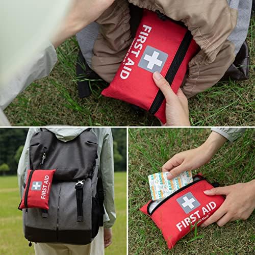 General Medi Mini First Aid Kit, 92 Pieces Small First Aid Kit - Includes Emergency Foil Blanket, Scissors for Travel, Home, Office, Vehicle, Camping, Workplace & Outdoor (Red) - Image 5