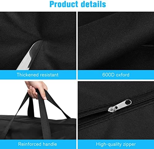 3 Pack 100L Capacity Travel Duffle Bag, Large Holdall Folding Heavy Duty 600D Oxford Fabric Long Storage Luggage Bags with Zips for Moving Camping (Black) - Image 3