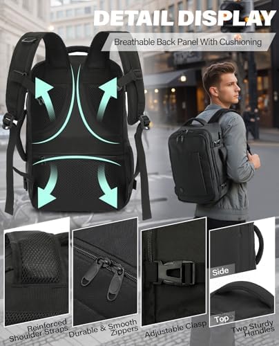 Ryanair Cabin Bag 40x20x25 Underseat 20L Travel Bag Hand Luggage Backpack Carry-ons Bag Cabin Size Suitcases for Airplanes Flight Bag Travel Rucksack Fit 14 Inch Laptop Black - Image 5
