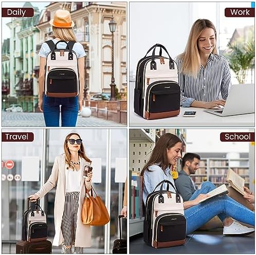 LOVEVOOK Laptop Backpack Women 15,6 inch, Waterproof Rucksack Bag with USB Port & Anti-theft Zipper, Large Womens Laptop Bags Back Pack for Work College Teacher Uni School Travel, Black - Image 5