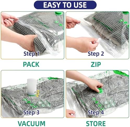 STORAGE MASTER Space Saver Bags for Travel and Home Reusable, 9 Pack Vacuum Storage Bags Save 80% More Storage Space, with Electric Air Pump - Image 5