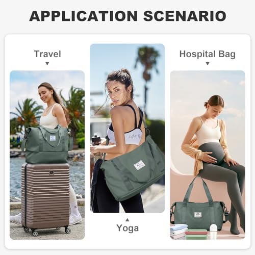 SZLX for Ryanair Airlines Cabin Bag 40x20x25 Underseat Foldable Travel Duffel Bag Holdall Tote Carry on Hand Luggage Overnight for Women and Men 20L(Olive Green) - Image 6