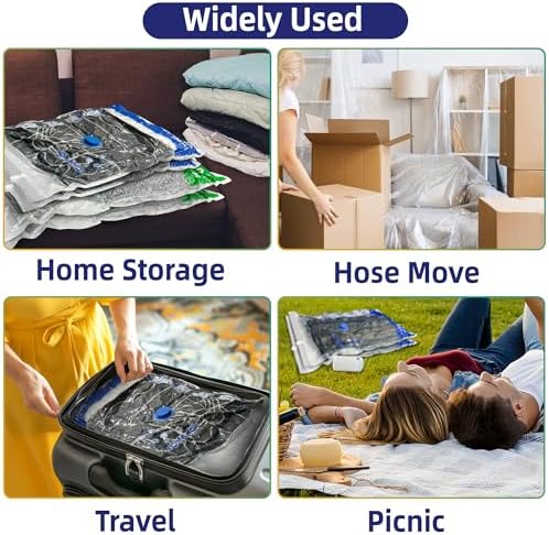 STORAGE MASTER Space Saver Bags for Travel and Home Reusable, 9 Pack Vacuum Storage Bags Save 80% More Storage Space, with Electric Air Pump - Image 7