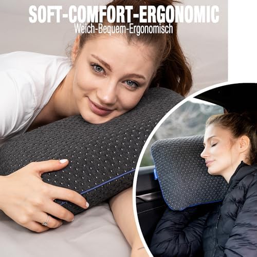 Travel & Camping Comfortable Memory Foam Pillow – Easy to Carry Portable Bag – Temperature Regulating Pillow Case - Perfect for Travelling - Image 8