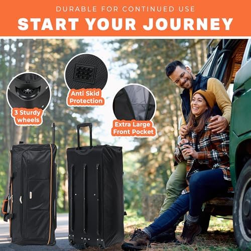Skylark 32" Large Suitcase Lightweight Wheeled Duffle Bag Holdall Luggage Travel Bag 2.8kg 120L Black - Image 3