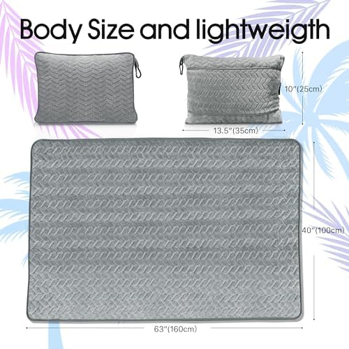 Camping Blanket Packable Soft Travel Blanket Pillow, Airplane Fleece, Luxurious Compact Design for Plane, Car, Camping, Flight Essentials & Travel Accessories in Elegant Gray big size - Image 8