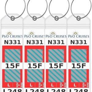 P&O Cruise Luggage Tag Holders [4 Pack] – Waterproof, Durable with Steel Loops – Fits All P&O Cruise Ships for Cruising in 2025, 2026 and 2027 – Cruise Essentials