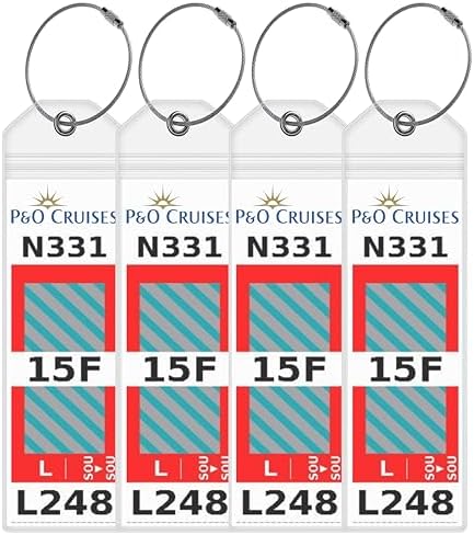 P&O Cruise Luggage Tag Holders [4 Pack] – Waterproof, Durable with Steel Loops – Fits All P&O Cruise Ships for Cruising in 2025, 2026 and 2027 – Cruise Essentials