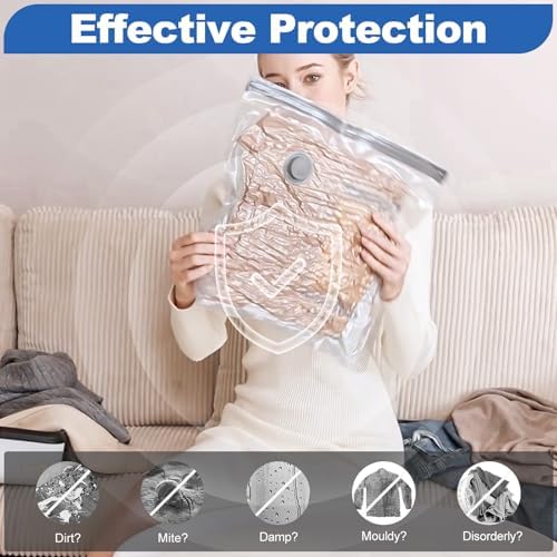 Vacuum Storage Bags with Electric Pumps, 12-Pack Vacuum Bags for Clothes Travel, Reusable, Suitable for Clothing storage, Travel, Luggage and Suitcase Storage - Image 5