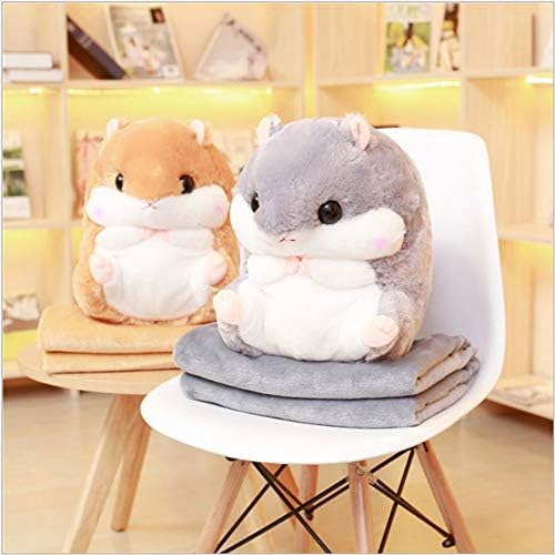 Cuddly Plush Stuffed Hamster Pillow with Comfortable Blanket of 100cm x 170cm, Light Brown - Image 5
