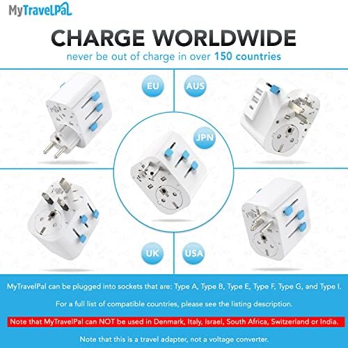 Worldwide Travel Adapter with USB | The Safest All In One Travel Adaptor | MyTravelPal® Pro Grounded Universal Travel Adapter Worldwide | Earthed International World Charger Multi Travel Plug Adapter - Image 2