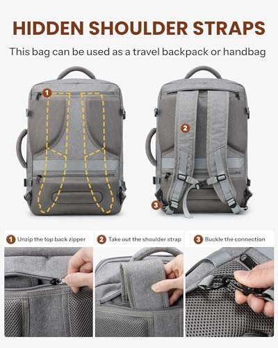 Luggex Expandable Travel Backpack - 40L Carry On Backpack for Men & Women - Large Capacity Flight-Approved Hand Luggage Cabin Bag, Black - Image 6