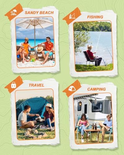 Ultra Lightweight Camping Chair for Adults, Portable Camping Chairs with Pocket & Carry Bag, Compact Heavy Duty Folding Chairs for Travel, Backpacking, Hiking, Picnics, Fishing (Orange) - Image 6