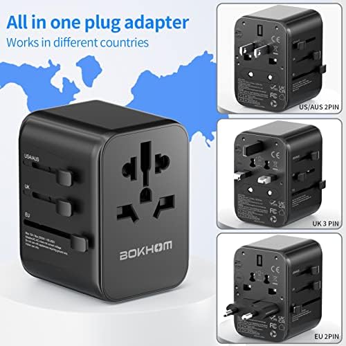 Worldwide Travel Adapter with USB C and A Port, All-in-one Universal Plug Carry Pouch Dual 10A Fuses International Power 4 Plugs Trips to US AU Europe UK - Image 4
