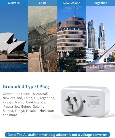 UK To Australia Plug Adapter with 3 USB, China New Zealand Australian Plug Adaptor from UK, 4 in 1 Grounded Charger UK to Australia Travel Plug Adaptor for AUS NZ Argentina Fiji and More (Type I) - Image 3