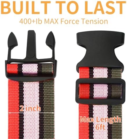 BILIONE 4 Pcs Luggage Straps for Suitcases, Heavy Duty, Adjustable, Premium Accessory for Travel Bag Closure (Rainbow, Orange, Blue) - Image 4