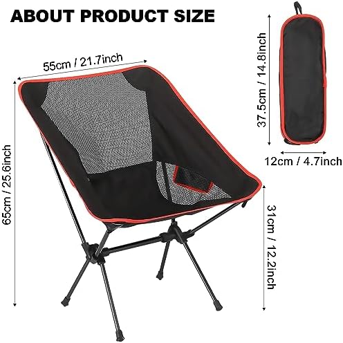 Folding Camping Chairs, Ultralight Portable Chairs with Carry Bag,Lightweight Camping Chair for , Camping, Picnic, Fishing, Hiking,Travel,Heavy Duty 120kg Capacity, Black, 59 x 52 x 64 cm - Image 3