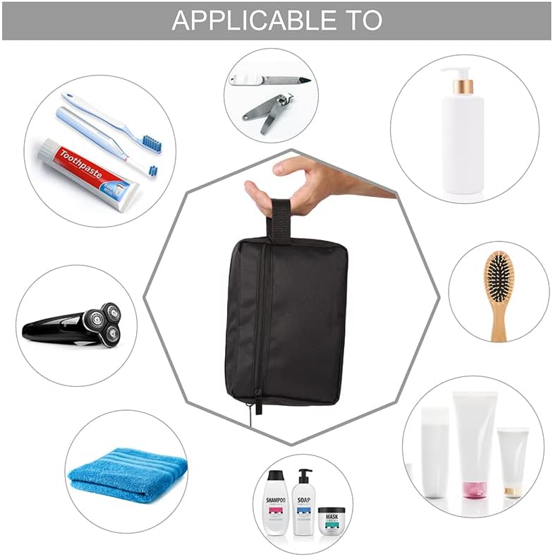 Toiletry Bag for Women Men, Travel Wash Water-Resistant Gym Shaving Organiser Bag, Shower Bathroom Makeup Bag Toiletries Accessories, Foldable Storage with Handle for Cosmetics Brushes Tools, Black - Image 5