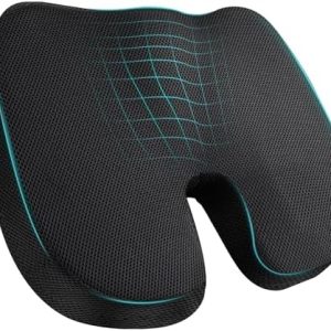 Memory Foam Seat Coccyx Cushion for Office Chair Pain Relief Cushion Pillow for Back Support Non-Slip Seat Pad for Office Desk, for Car, Travel and Wheelchair, Sciatica-Black
